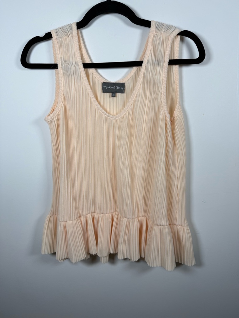 MICHAEL STARS | Blush Pink Accordion Scoop Neck Flounce Tank XS
